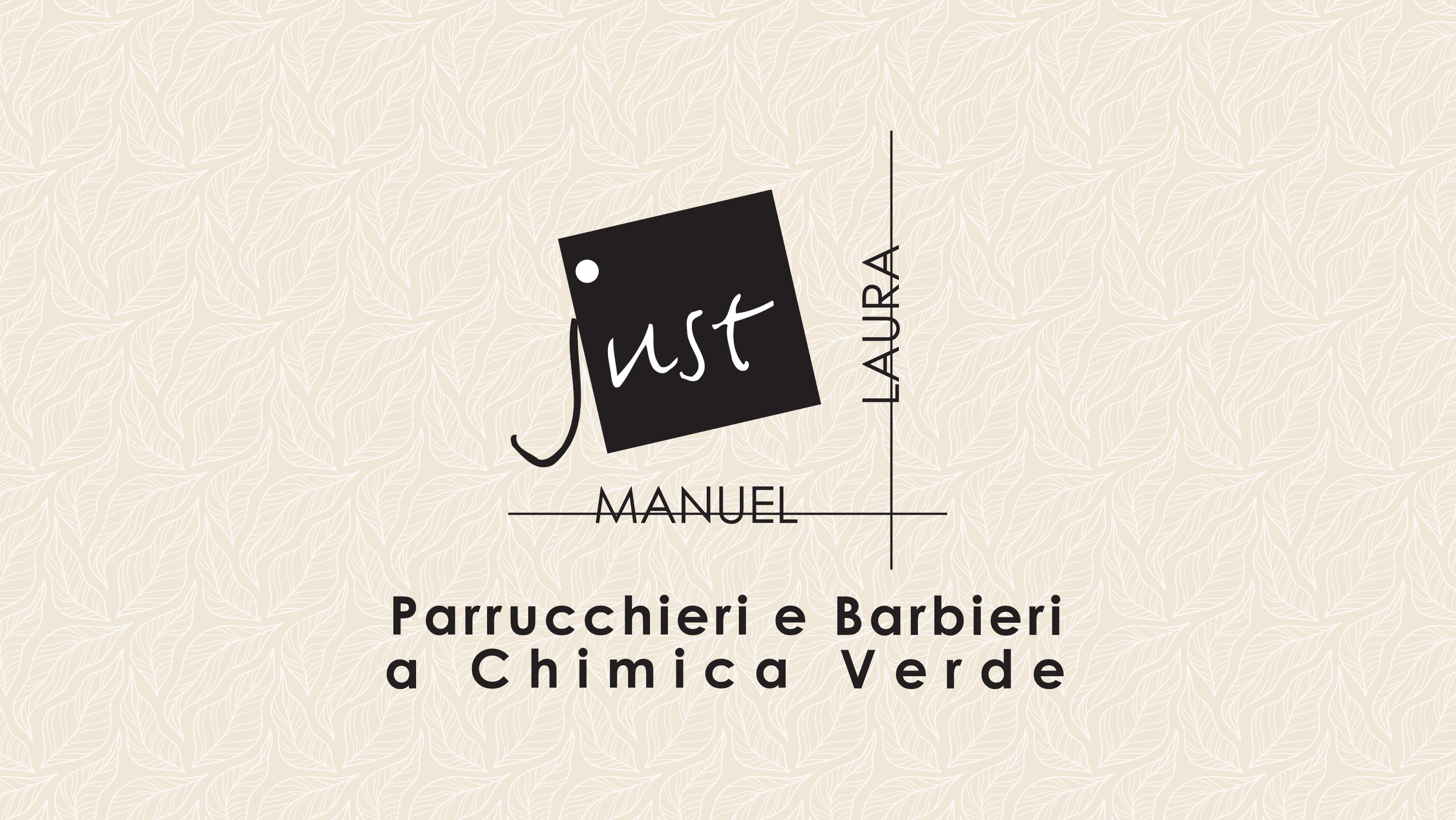 Logo ufficiale Just Parrucchieri su fondo avorio